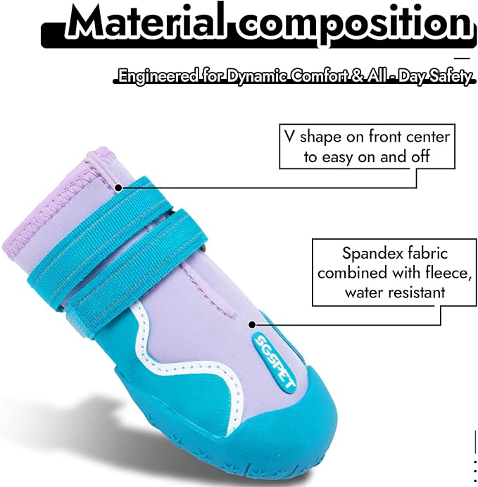 Dog Shoes, Waterproof Dog Boots & Paw Protectors with Anti-Slip Sole, 4pcs/Set Pet Dog Booties, Reflective Dog Shoes for Small Medium Large, Winter Snowy Summer Hot Pavement (Blue, 3# (XS))