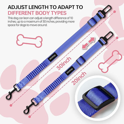 3 Pack Thickened Dog Seat Belt, Set Retractable Dog Car Adjustable Seatbelts for Vehicle Nylon Pet Safety Heavy Duty & Elastic & Durable Car Harness for Dogs, Blue