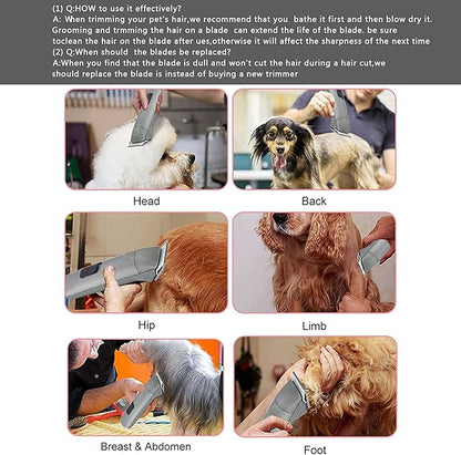 4pcs Dog Grooming Blades Compatible with Andis Dog Clippers,Detachable Ceramic Blade & Stainless Steel Blade (3FC+4FC+5FC+7FC)