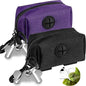Dog Waste Bag Dispenser Pet Poop Bags Holder for Doggie Waste Bags Dispensers Soft Fabric Zipper Small Doggy Puppy Pouch for Leash Accessory Attachment with Carrier,2PCS Purple&Black