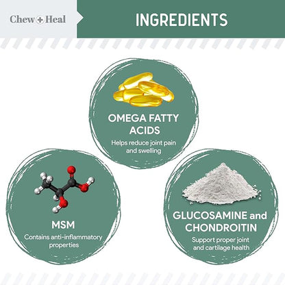 Glucosamine for Dogs Hip and Joint Supplement - 120 Senior Dogs Mobility Soft Chews - Made with Glucosamine, MSM, Chondroitin, Green Lipped Mussels and More - Made in The USA