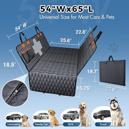 3-in-1 Convertible PU Leather Dog Car Seat Extender & Booster Seat – 400lb Capacity, Waterproof, Hard Bottom, Scratch-Proof Hammock for Cars & SUVs-L