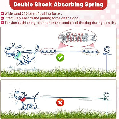 Dog Tie Out Cable 10/15/20/25/30FT Dog Run Cable Rosy Pink/Blue/Purple/Silver/Red/Green/YellowTie Out Cable for Large Dogs Heavy Duty for Outside Hold Large Dogs Up to 250LBS