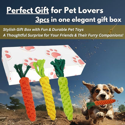 3PCS Mixed Color Woven Pet Rope Toys (Yellow, Green, Orange), Chew Toys for Dogs & Cats, Safe & Durable Braided Rope Toys for Pets