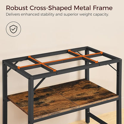 40-50 Gallon Fish Tank Stand, Aquarium Stand with 2-Tier Storage Shelves, Heavy Duty Breeder Turtle Terrarium Stand Rack for Home Office, 36.2" L x 18.9" W x 24.4" H, Rustic Brown FTHR4001