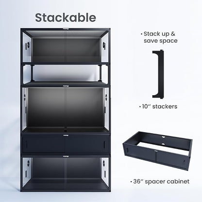 50 Gallon Bearded Dragon Tank, Reptile Enclosure for Easy Maintenance, Front Opening Reptile Tank with Top Screen Ventilation & Glass Sliding Door 36''x18''x18''