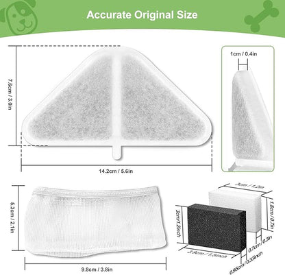 6 Sets of Replacement Filters for 230oz/7L Dog Water Fountain, GISOFIK Cat Water Fountain Filter, 5 Layers Filtration System Pet Fountain Filters Replacement (6 Filters+6 Mesh Bag+8 Sponge)
