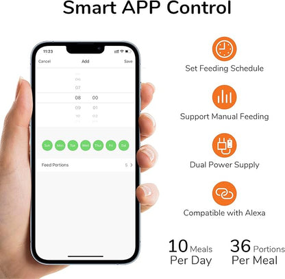 FUKUMARU Automatic Cat Feeder, 4L Dog Feeders with Double Bowls, Support DIY Meals and Timed Control WiFi Cat sFood Dispenser, Suit for Most Pet Food