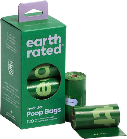 Earth Rated Poop Bags for Dogs Guaranteed Leak Proof and Extra Thick Waste Bag Refill Rolls, Lavender Scented, 120 Count