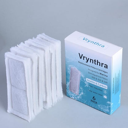 6 Pack of Aquarium Filters for Fish Tank Compatible with Marina Slim S10&S15&20 Replacement Filter Cartridge Activated Carbon bio-Zeolite Fish Tank Cotton Cartridge