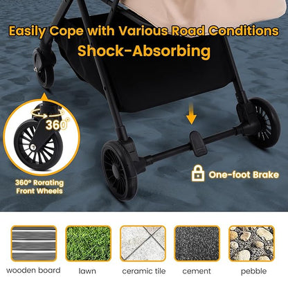 Foldable Dog Stroller - Lightweight Pet Stroller with One-Step Folding, No Assembly Required for Walking, Travel & Shopping, Perfect for Small Dogs, Senior Pets & Cats