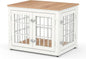 26 Inch Heavy Duty Dog Crate Furniture for Small Dogs, Decorative Pet House End Table, Wooden Cage Kennel Furniture Indoor, White and Natural