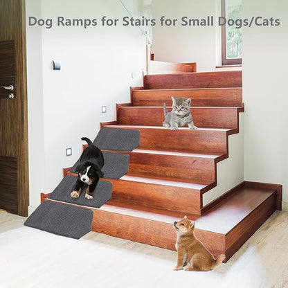 Dog Stairs for High Beds 30-36 inches Tall, 7-Step Pet Stairs/Steps for Small Large Dogs, 30D Foam Pet Steps/Ramp/Ladder for High Bedsides, with 4pcs Dog Ramp for Stairs, Dark Grey