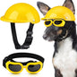Frienda Dog Helmet and Goggles, UV Protection Doggy Sunglasses and 4 Inch Padded Puppy Motorcycle Helmet Adorable Dog Goggles with Adjustable Belt for Small Dogs Puppy Riding (Yellow,L)