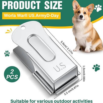 2 Pieces Brass Pet Training Clicker Signaling Cricket Clicker Metal Dog Clicker for Puppy Cats Trainer Pet Owners (Silver)