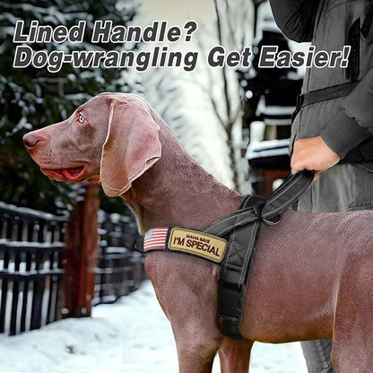 Forestpaw No Pull Dog Harness - Soft Flannel Padded Tactical Dog Vest Harness with Quick Release Buckle, Adjustable Reflective Pet Harness for Medium Dogs Walking Training,Black M