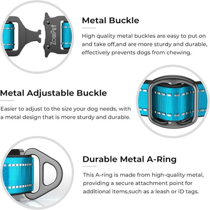 2025 Upgrade Airtag Dog Collar, Reflective Dog Collar with Airtag Holder, IP68 Waterproof| Metal Buckle| Ultra-Durable| Comfortable Padded, GPS Dog Collars for Medium Large Dogs (Blue,L)