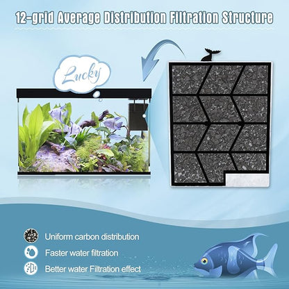 12 Pack Large Filter Cartridges Compatible with Aqueon QuietFlow Power Filter Size 20,30,50,75 & E Internal Power Filter Size 40 & Canister Filter Size 200/300/400 & Zilla Large Filter