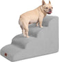EHEYCIGA Curved Dog Stairs Ramp for High Beds 19.7" H, 4-Step Dog Steps for Small Dogs and Cats, Pet Stairs for High Bed Climbing, Non-Slip Balanced Pet Step Indoor, Light Grey