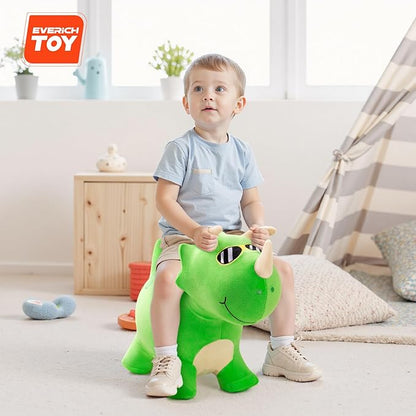 EVERICH TOY Bouncy Horse Dinosaur Toys, Inflatable Bouncing Animal Hopping Toys, Outdoor Indoor Ride on Bouncer, Boys Girls Birthday Gift for 18 Month 2 3 4 5 6 Year Old Kid- Plush Dinosaur Toy