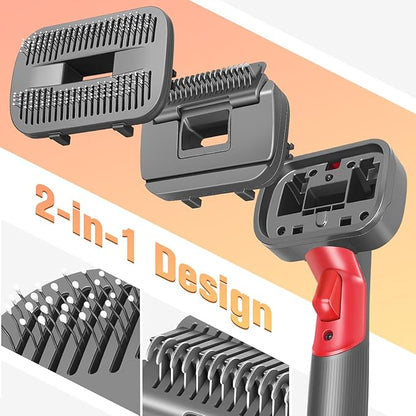 FUNTECK 2-in-1 Dog Hair Vacuum Brush for Grooming & Shedding Compatible with Dyson Gen5, V15, V12, V11, V10, V8, V7 – Removes Loose Hair, Dander, Undercoat & Tangles – Self-Cleaning Design