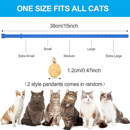 4 Pcs Cat Calming Collar Adjustable Lavender Scent Relaxing Cat Collar with 2 Pendant for Puppies Reduce Stress Aggression Anxious, up to 15 Inches(Blue)