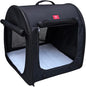 Fabric Portable Pet Kennel/Shelter, Single, Black 20"x20"x19.5" - Car Seat-Belt Fixture Included