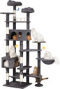 85in Giant Cat Tree for Heavy Duty Big Cats, Large Cat Trees with Scratching Post, Cat Tree Tower with Cat Condos, Hammock & Plush Perch for Maine Coon, Smoky Gray