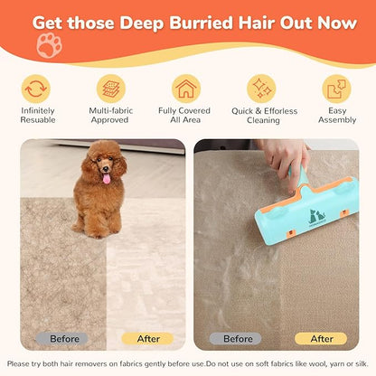 5 PCS Pet Hair Removal Tool, Roller Dog Hair Removers for Couch, Retractable Pet Hair Carpet Scraper Rack, Reusable Cat Hair Remover for Bed, Rugs, Stairs, Furniture