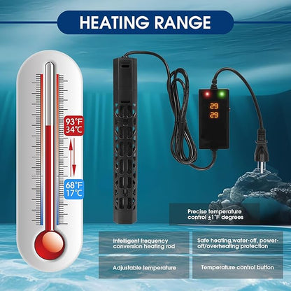 800w Aquarium Heater, Submersible Fish Tank Heater,Intelligent Frequency Conversion with Over-Temperature Protection and Automatic Power-Off When Leaving Water for
