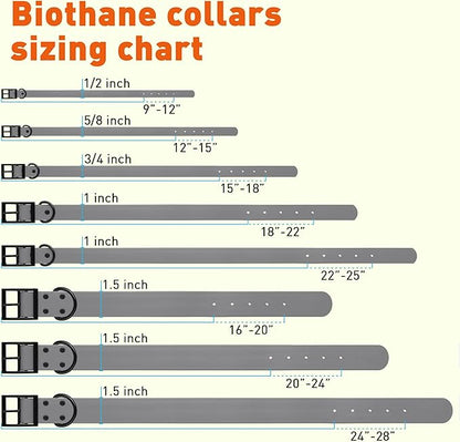 Dogline Biothane Waterproof Dog Collar Strong Coated Nylon Webbing with Black Hardware Odor- Proof for Easy Care Easy to Clean High Performance Fits Small Medium or Large Dogs, Battleship Gray