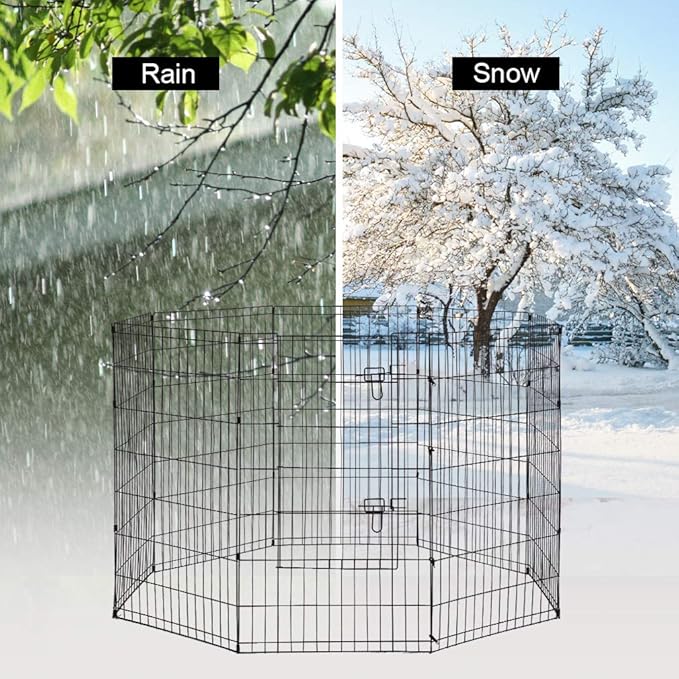 8-Panel Tall Dog Playpen Crate Fence Pet Kennel Play Pen Exercise Cage, 42-Inch, Black