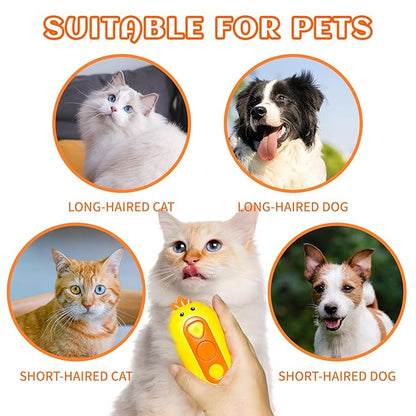 3-in-1 Rechargeable Steam Brush for Cats & Dogs - Anti-Static Spray Pet Grooming Brush with Warm Mist Massage, Hair Shedding Control, Detangling Comb & Cleaning Tool for Effective Deshedding