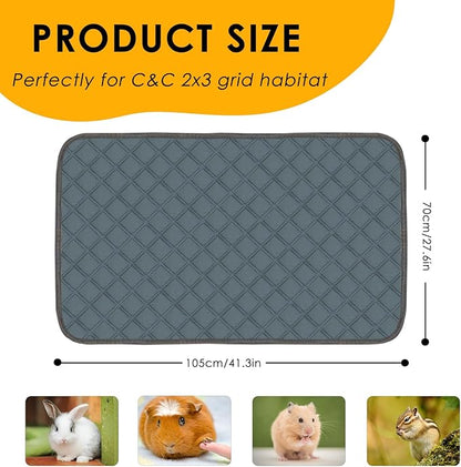 2 Pack Guinea Pig Cage Liners for C&C 2x3 Habitat Guinea Pig Bedding Washable | Super Absorbent | Waterproof | Non Slip | Reusable Guinea Pig Pee Pads for Small Animals Cages - 41.3" x 27.6"