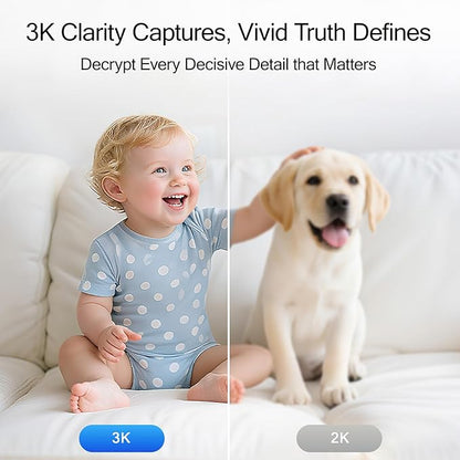 3K Pet/Dog/Cat Camera with Phone App, No-Subscription Local Person/Pet/Face Detection, 5G Security Camera Indoor, PTZ WiFi Cameras for Home Security, 0-Glow Night Vision, Full Duplex Audio