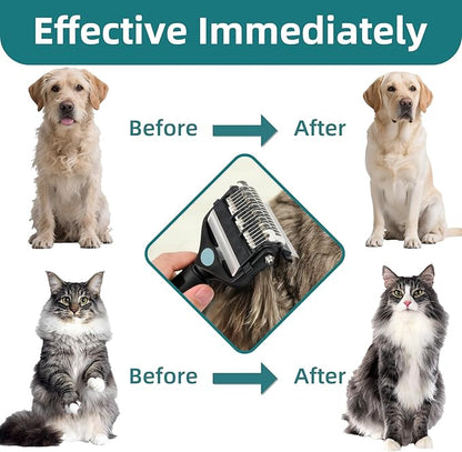 3-IN-1 Pet Grooming Tool - Undercoat Rake, Dematting Comb & Deshedding Brush for Cats & Dogs - Removes Mats, Tangles & Loose Fur, Reduces Shedding & Prevents Hair Mess (Blue)