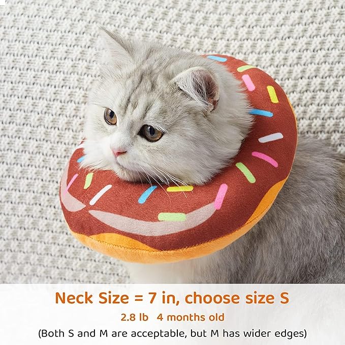 Amakunft Adjustable Cat Cone Collar Soft, Cat Recovery Collar, Cone for Cat After Surgery, Cat Neck Cone, Elizabethan Collar for Cat and Kitten (Donut S (Neck: 5"-10"))