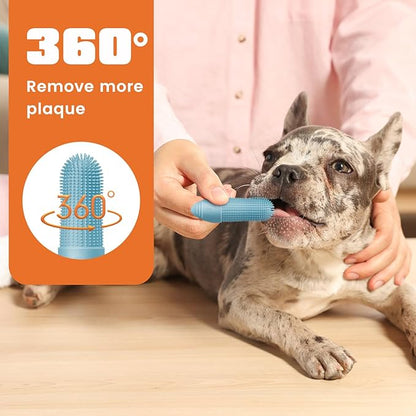 Duckart 6 Pack Dog Toothbrush, 360° Cleaning Finger Brush for Dogs Teeth, Food Grade Silicone Pet Toothbrush Fits Most Fingers