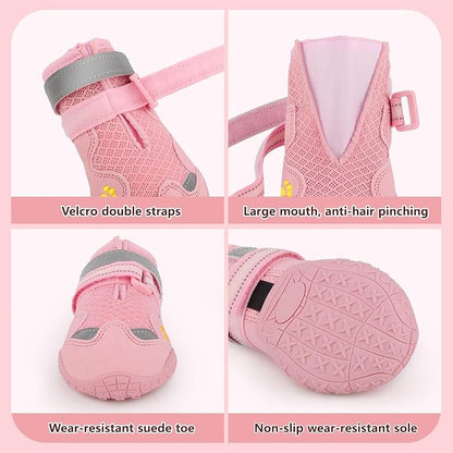 Dog Shoes for Large Medium Small Dog, Mesh Breathable Dog Shoes for Hot Pavement, Anti-Slip Dogs Boots Paw Protectors with Reflective for Outdoor Walking Indoor Hardfloors (Size 6)
