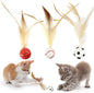 6 Pcs Feather Ball Cat Toy,Interactive Feather Bouncy Ball Toy Set for Cats,Mini and Elastic,Suitable for Pets to Play Indoors and Outdoors