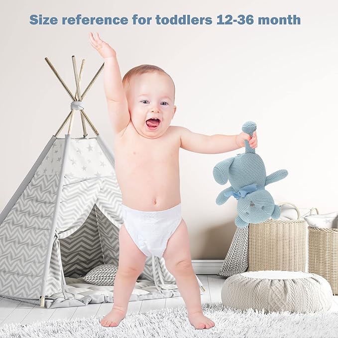 100% Organic Cotton Baby Toys Blue Teddy Bear 6.5" Stuffed Animals for Newborn