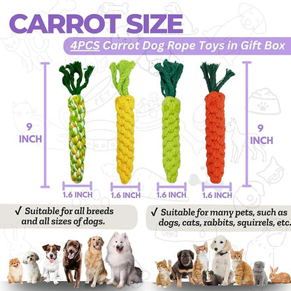 4PCS Mixed Color Woven Pet Chew Set (Yellow, Green, Orange, Rainbow), Dog Chew Toys, Cat Teething Toys, Durable & Safe Interactive Pet Toys