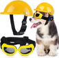 Frienda Dog Helmet and Goggles, UV Protection Doggy Sunglasses and 4 Inch Padded Puppy Motorcycle Helmet Adorable Dog Goggles with Adjustable Belt for Small Dogs Puppy Riding(Yellow,S)
