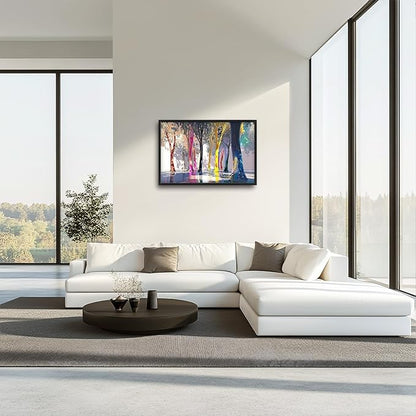 Framed Large Trees Wall Art for Living Room, Oversized Abstract Forest Wall Decor Colorful Nature Canvas Painting Modern Artwork Home Decoration for Living Room Bedroom Dining Room Office 36"x24"
