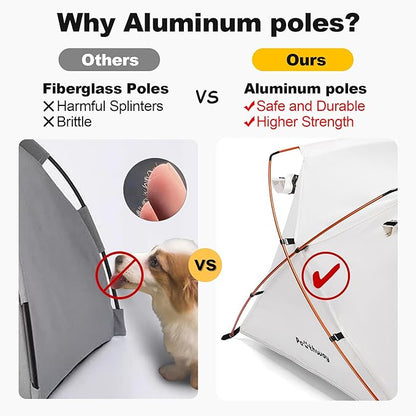 Dog Tent Cat Tent with Aluminum Poles and Camping Mat, Outdoor Waterproof Pet Tent with Zippered Mesh Door, Dog House, Cat House, Pet Playpen, Portable and Collapsible (White, Small)