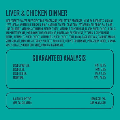 A Strong Heart Canned Wet Cat Food, Liver & Chicken Dinner - 13.2 oz Cans (Pack of 12), Made in The USA with Real Chicken & Liver