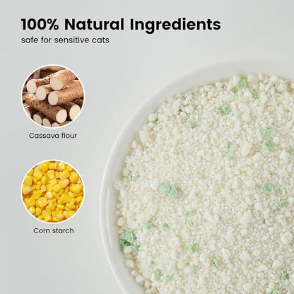 Gardner Pet Cassava Cat Litter, Clumping Cat Litter with Odor Control, Low Dust, Natural Plant-Based Litter, Fast Absorption & Low Tracking Kitty Litter, Unscented with Deodorizing Pellets (9LBS*2)