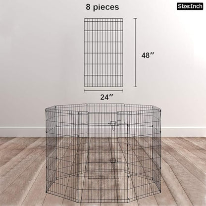 48 Tall Dog Playpen Crate Fence Pet Play Pen Exercise Cage -8 Pane