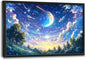 Framed Large Anime Sky Wall Art for Living Room, Oversized Fantasy Night Sky Forest Wall Decor Nature Canvas Painting Modern Artwork Home Decoration for Living Room Bedroom Office 36"x24"