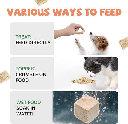 Freeze Dried Salmon Cat Treats, Single Ingredient Raw Cat Food Toppers, Healthy Training Treats for Dogs, Cats, 3.8 oz